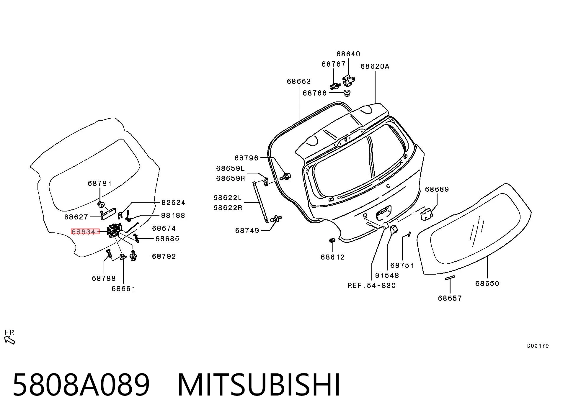 5808A089 Mitsubishi Zamek klapy bagażnika (3/5 drzwi tylnych)