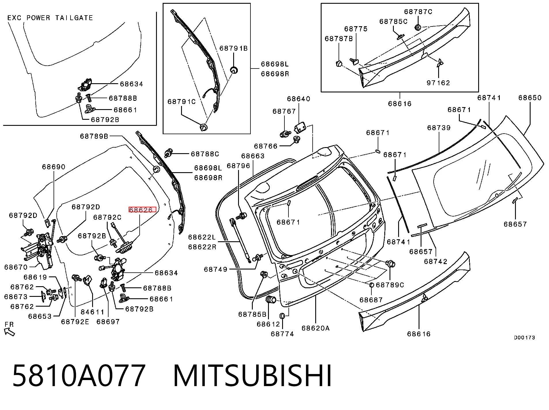 5810A077 Mitsubishi Klamka bagażnika (drzwi 3/5 tylnych) zewnętrzna