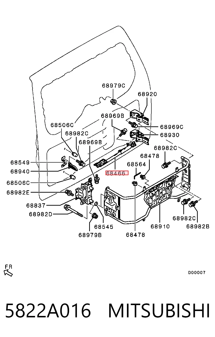 5822A016 Mitsubishi Amortyzator klapy bagażnika (3/5 drzwi-tylnych)