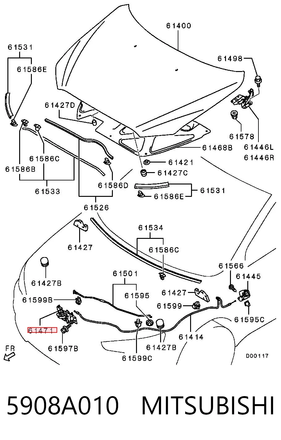 5908A010 Mitsubishi Zamek maski