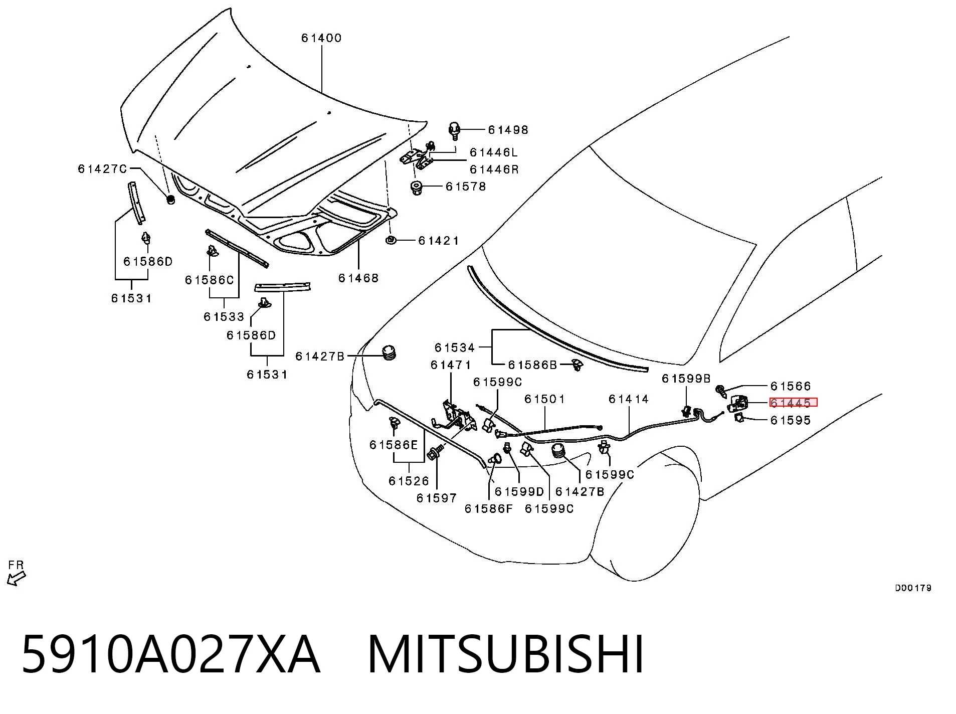 5910A027XA Mitsubishi Rączka otwierania maski