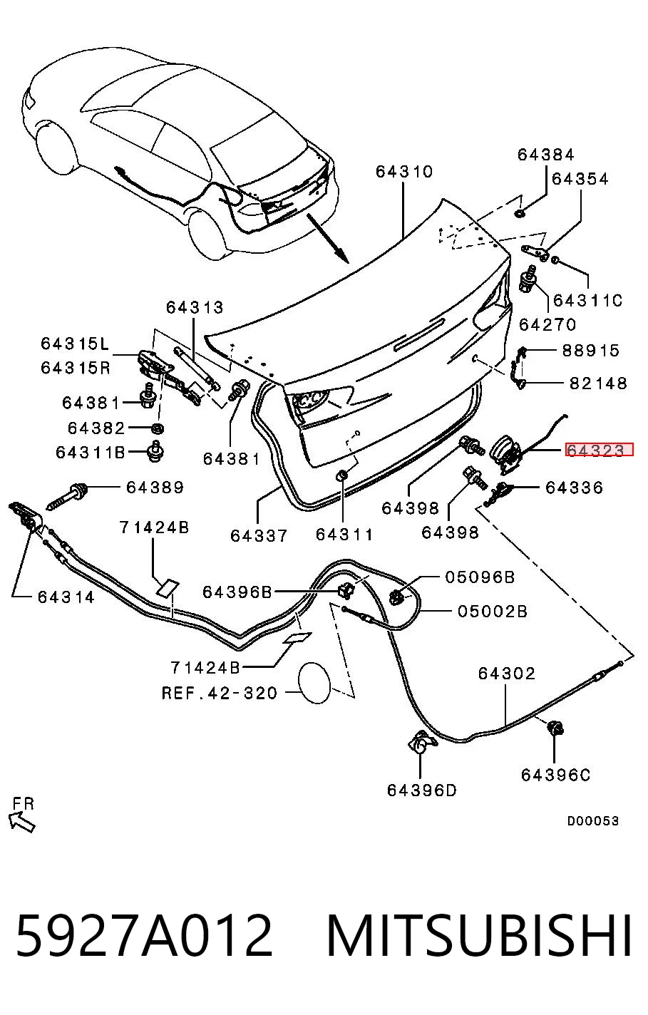 Kupić Zamek klapy bagażnika (3/5 drzwi tylnych) Mitsubishi Lancer CY_A, CZ_A w dobrej cenie