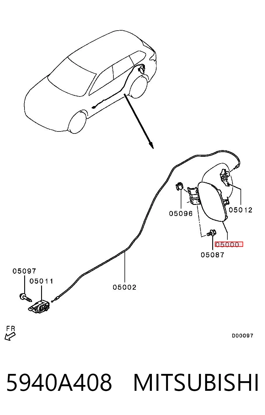 Klapka wlewu paliwa do Mitsubishi Outlander III GF, GG