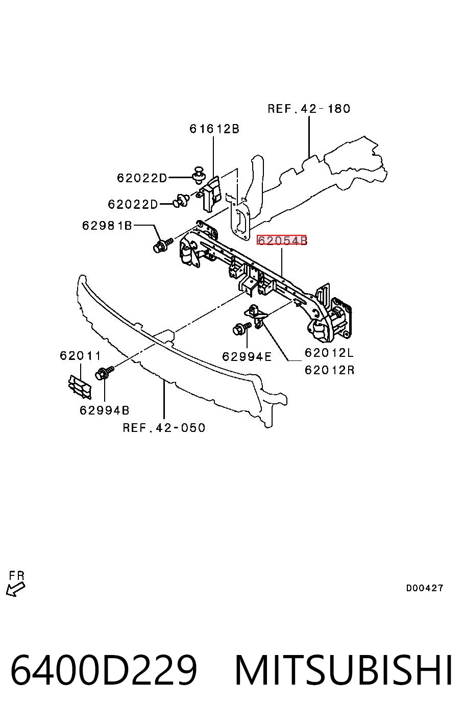 6400D229 Mitsubishi Wzmocnienie zderzaka przedniego