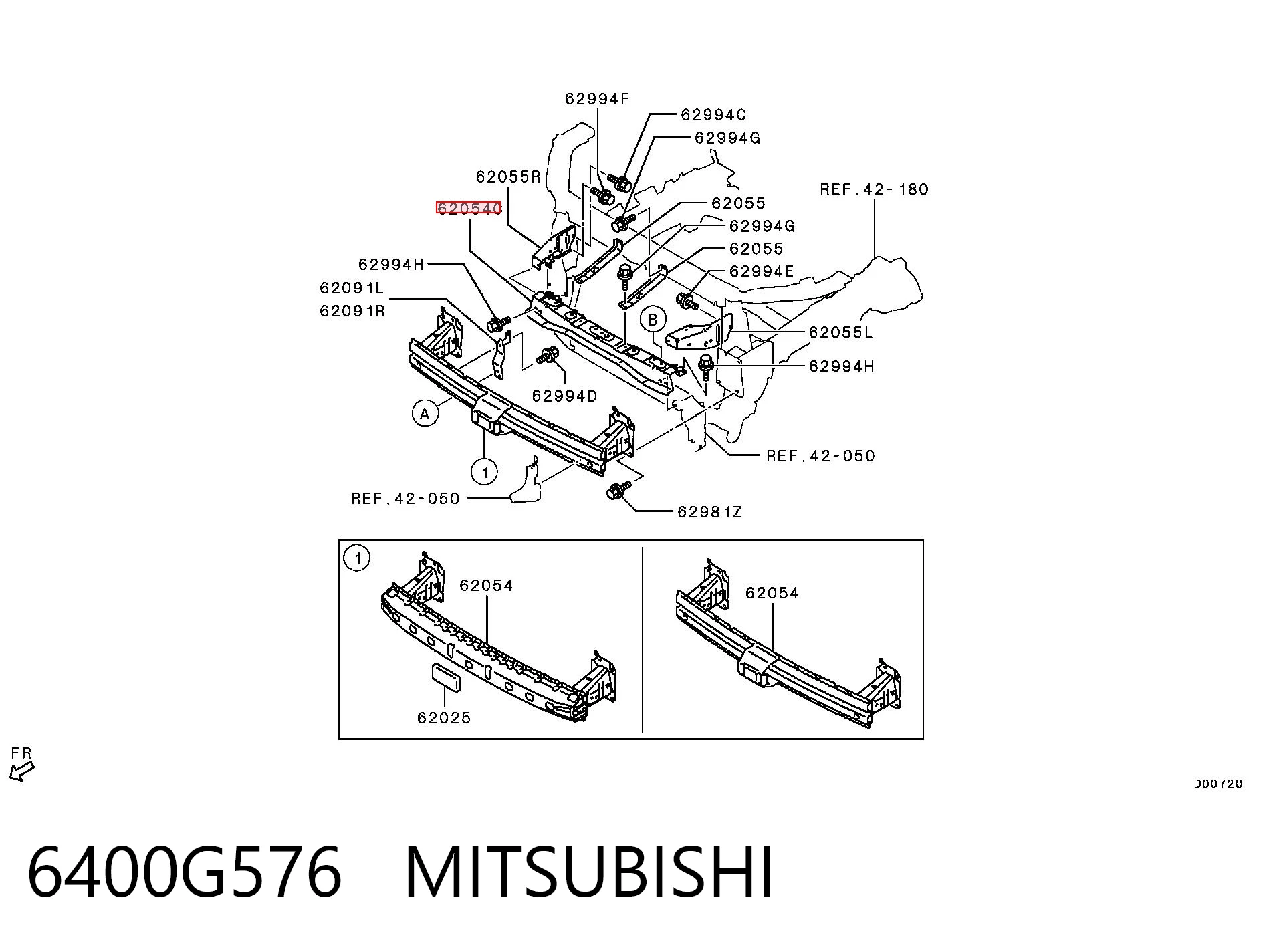 6400G576 Mitsubishi Wzmocnienie zderzaka przedniego
