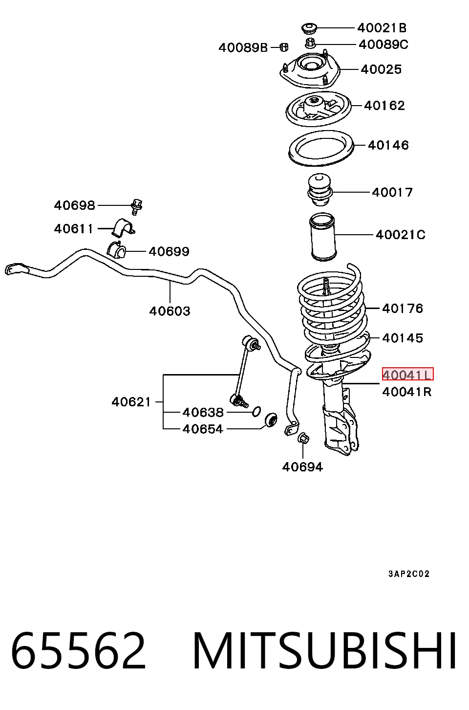 65562 Mitsubishi Amortyzator przedni prawy