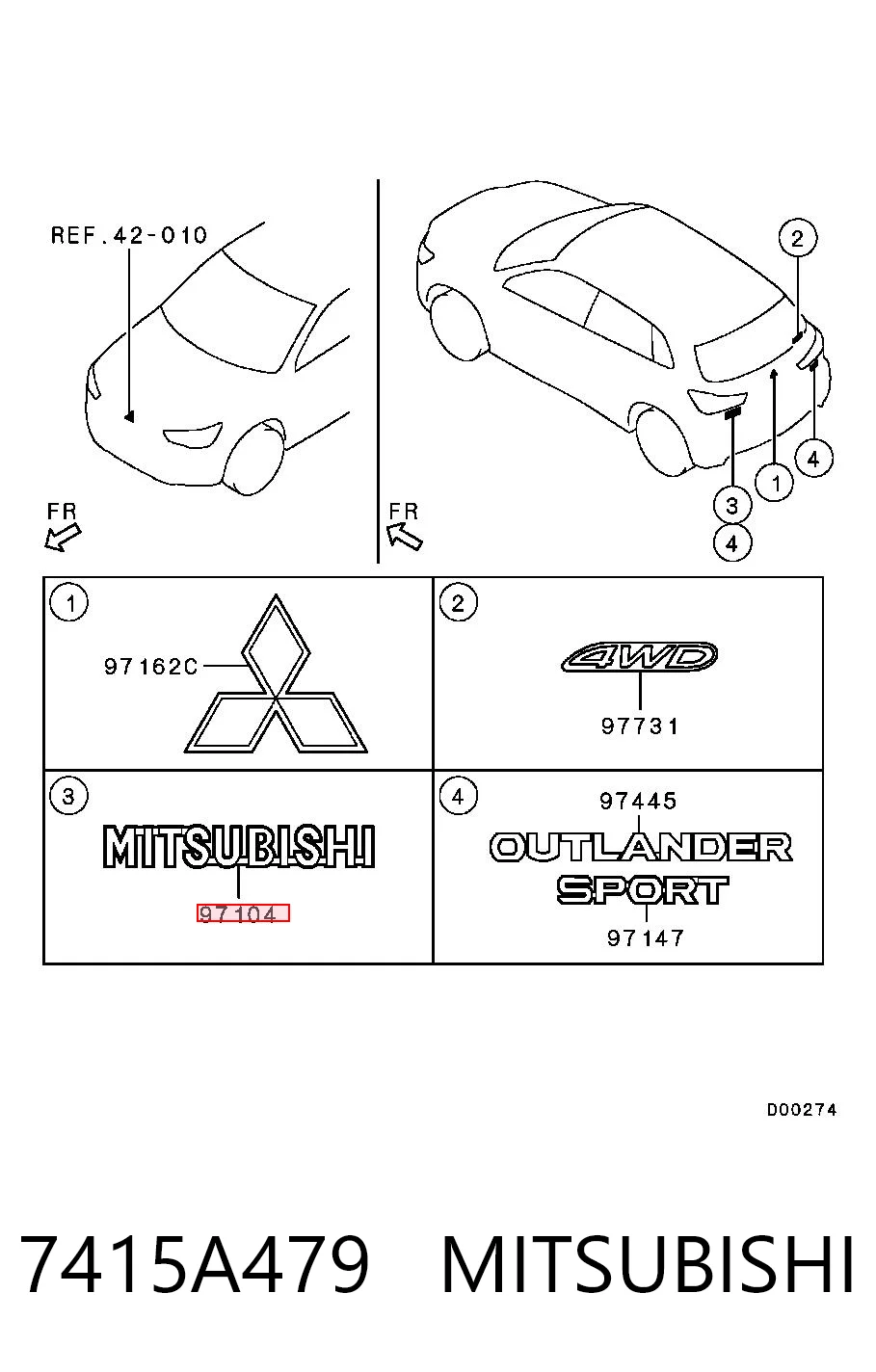 7415A479 Mitsubishi Emblemat na klapę bagaznika (znaczek firmowy)