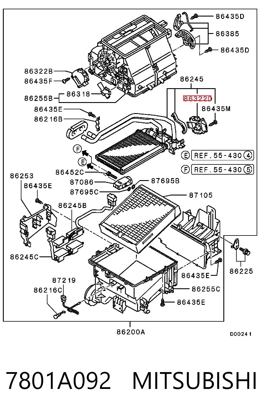 7801A092 Mitsubishi Silniczek klapy nagrzewnicy