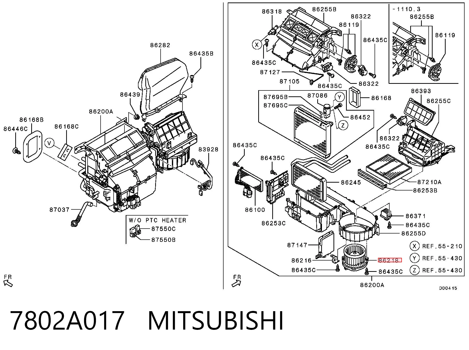 7802A017 Mitsubishi Silniczek wentylatora nagrzewnicy (ogrzewacza wnętrza)