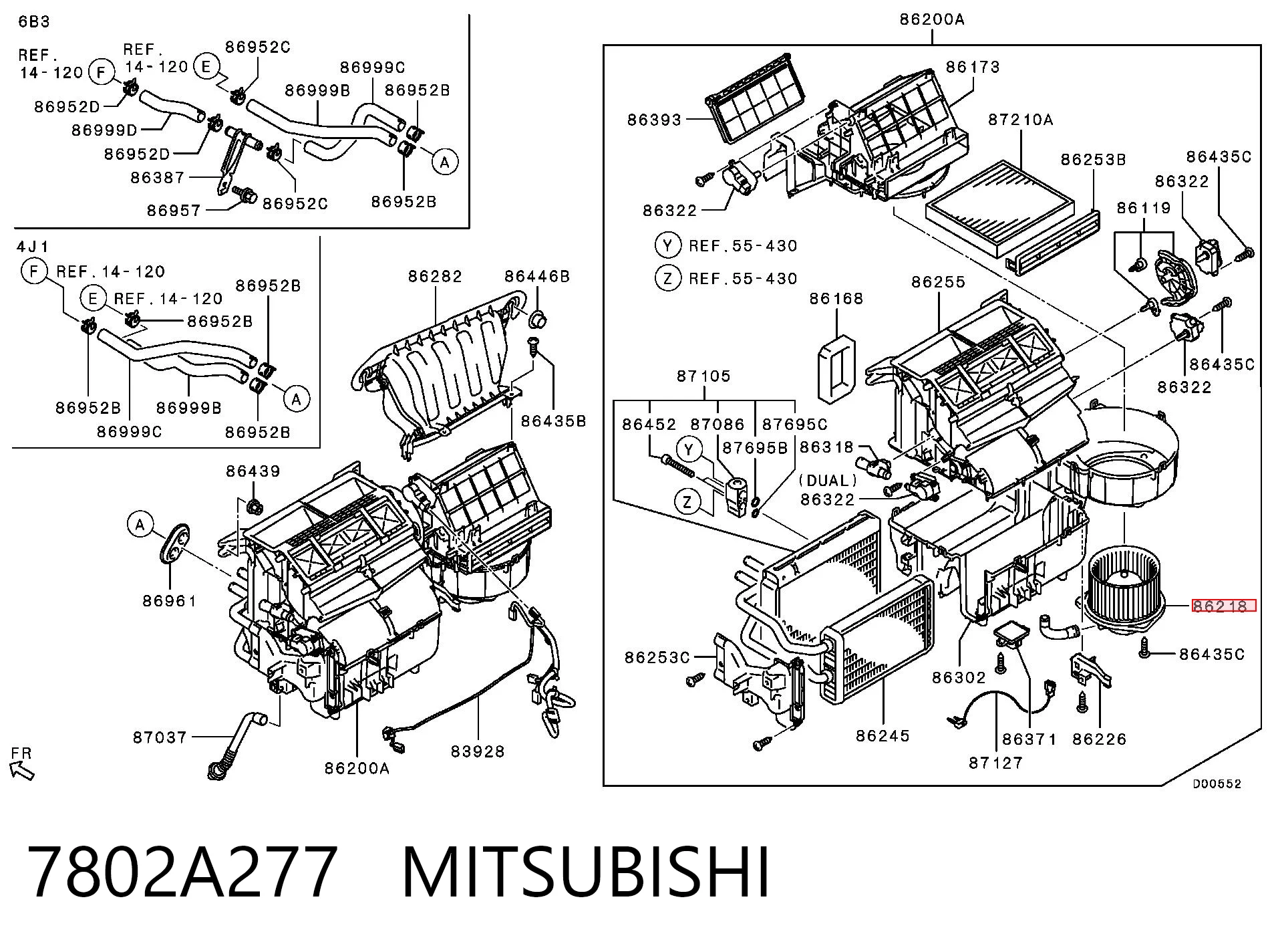 7802A277 Mitsubishi Silniczek wentylatora nagrzewnicy (ogrzewacza wnętrza)