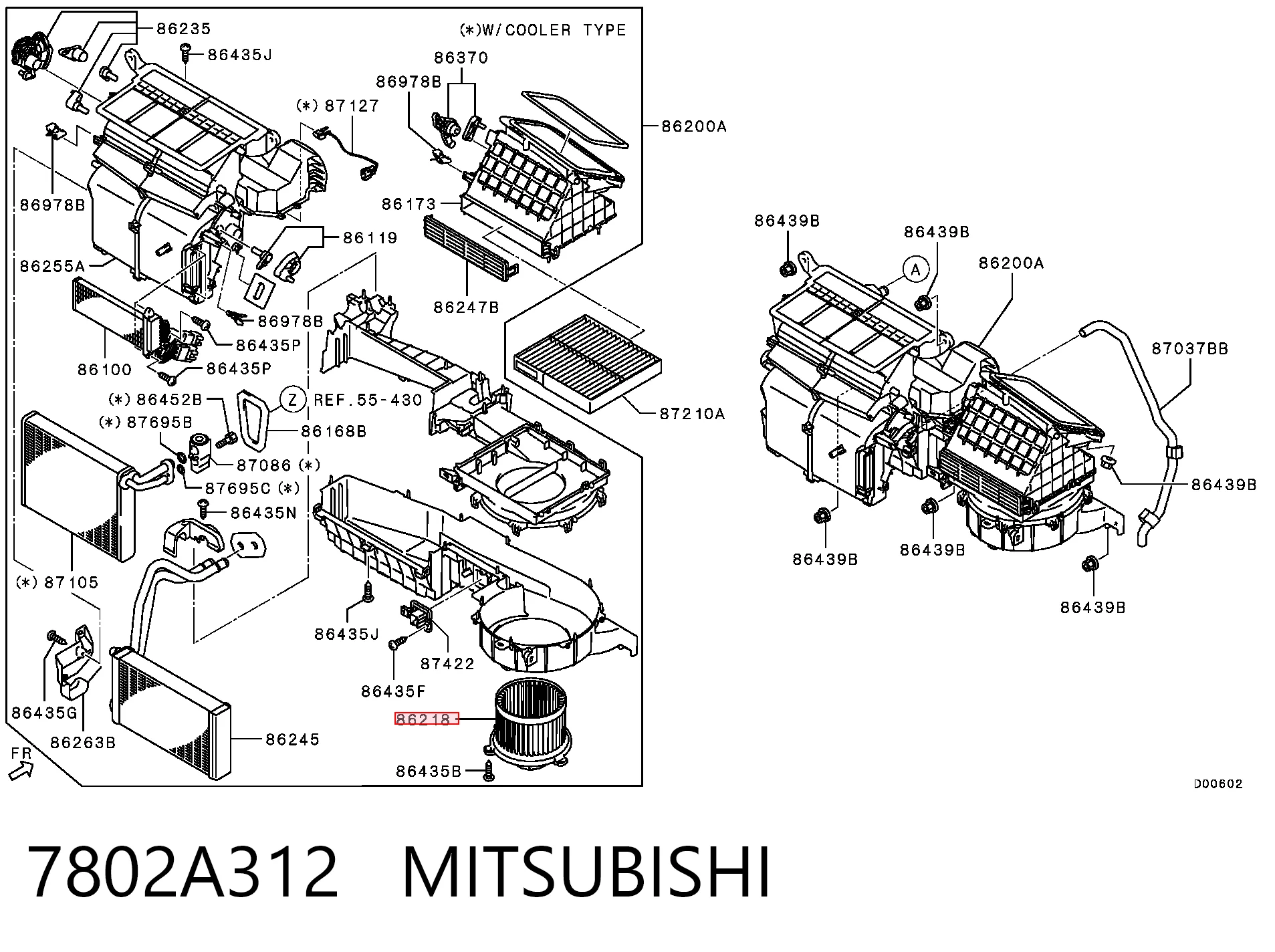 7802A312 Mitsubishi Silniczek wentylatora nagrzewnicy (ogrzewacza wnętrza)