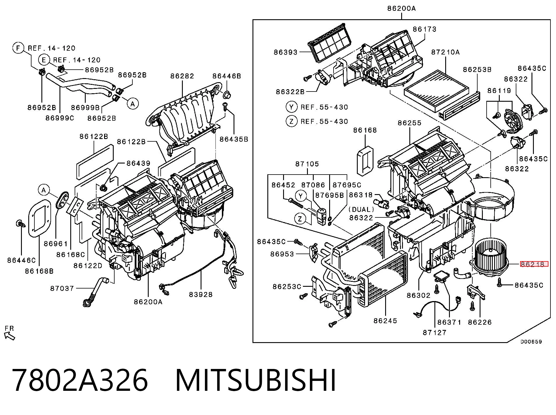 7802A326 Mitsubishi Silniczek wentylatora nagrzewnicy (ogrzewacza wnętrza)