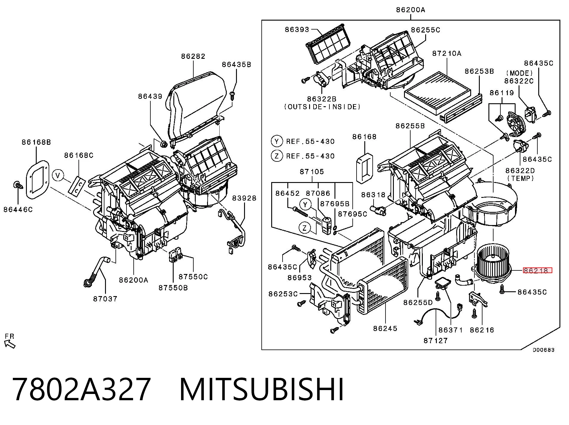 7802A327 Mitsubishi Silniczek wentylatora nagrzewnicy (ogrzewacza wnętrza)