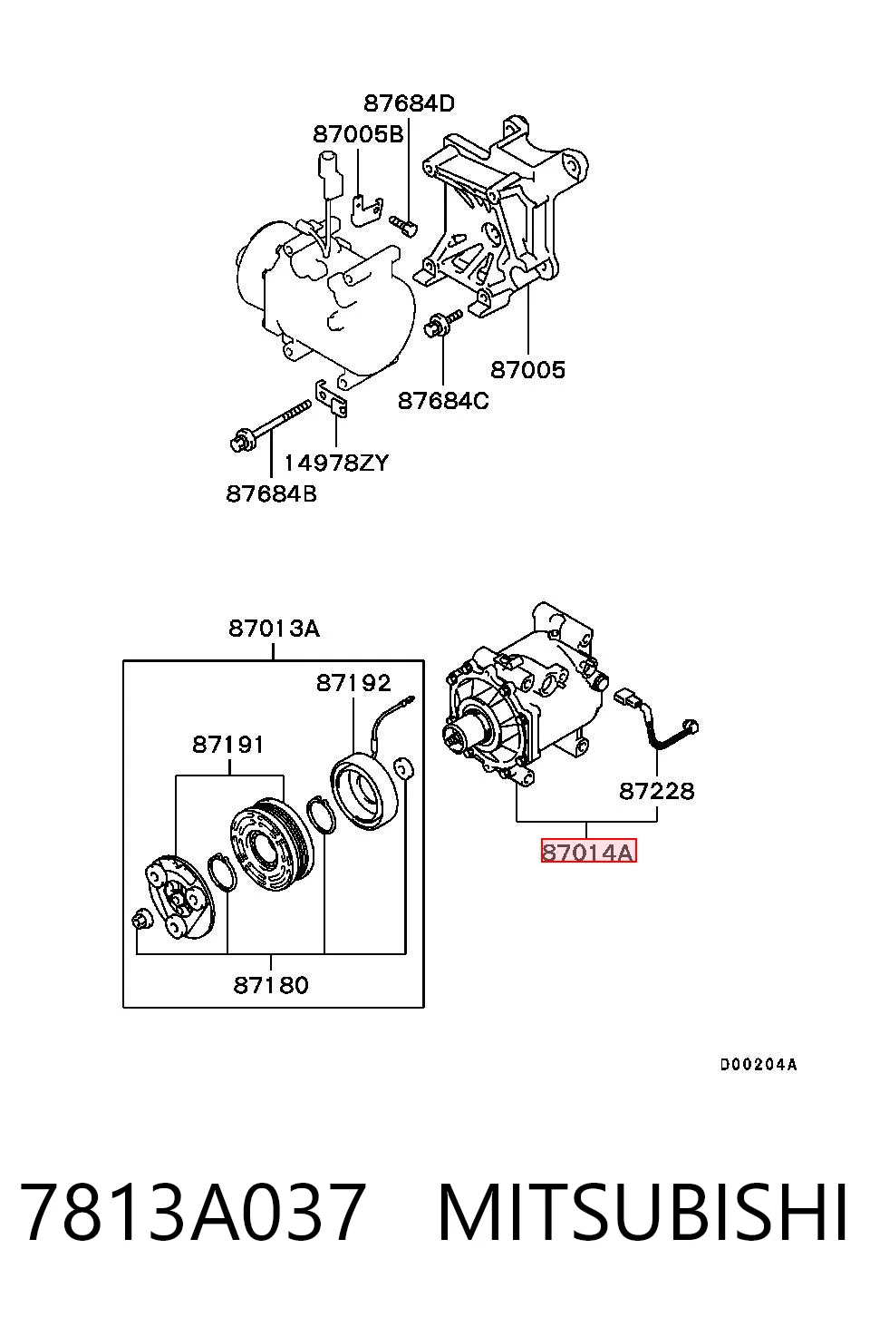 7813A037 Mitsubishi Sprężarka klimatyzacji