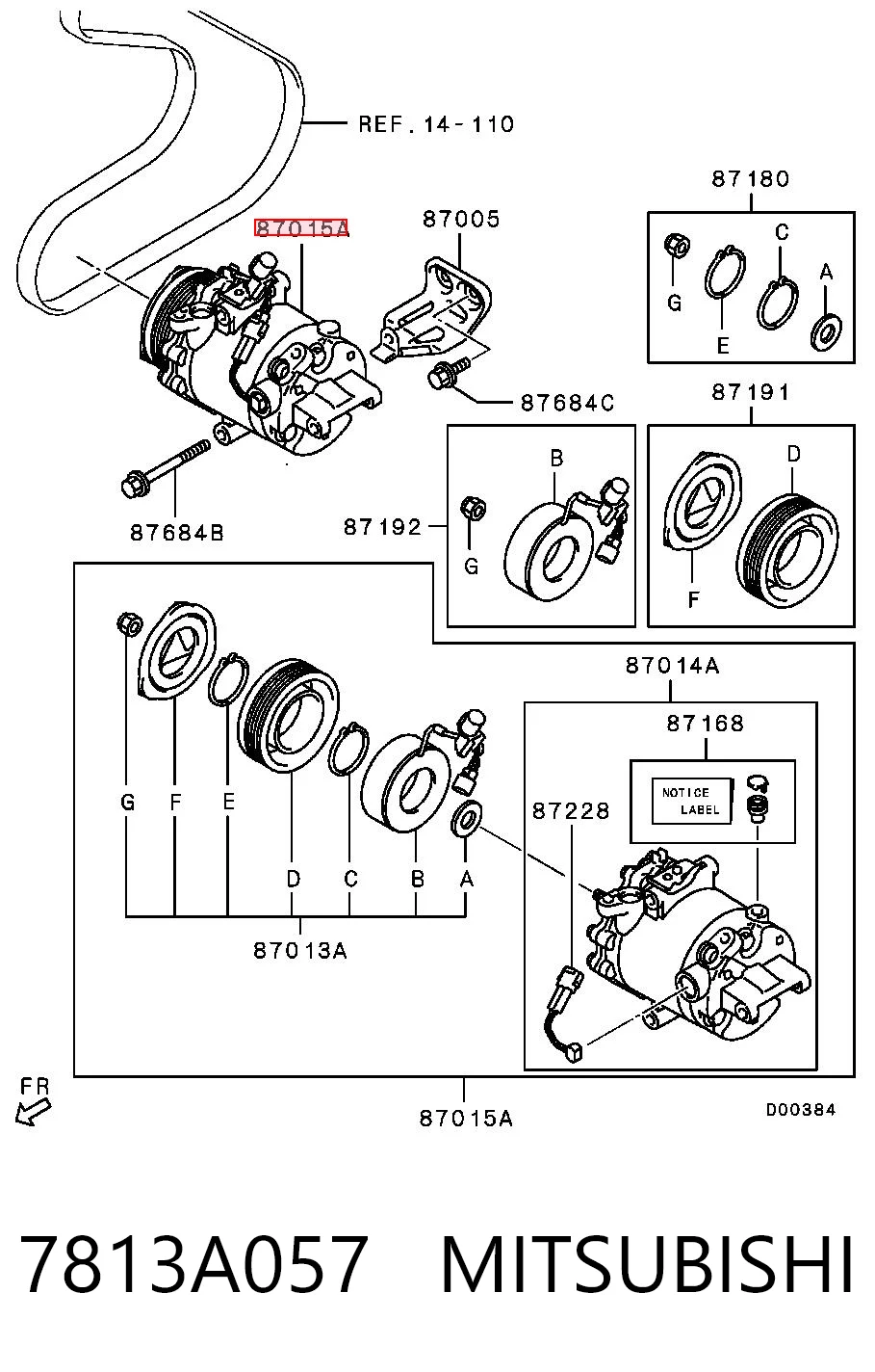 7813A057 Mitsubishi Sprężarka klimatyzacji