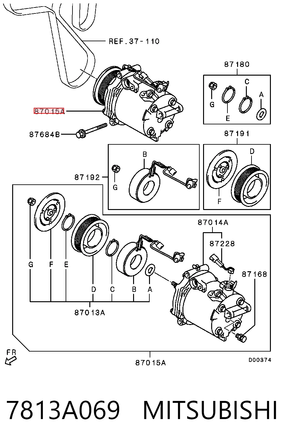 7813A069 Mitsubishi Sprężarka klimatyzacji