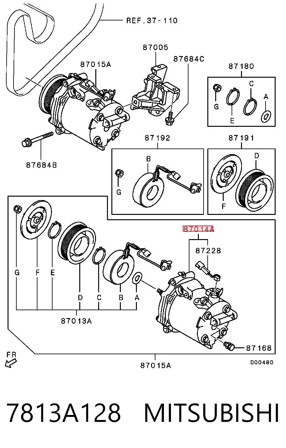 7813A128 Mitsubishi Sprężarka klimatyzacji