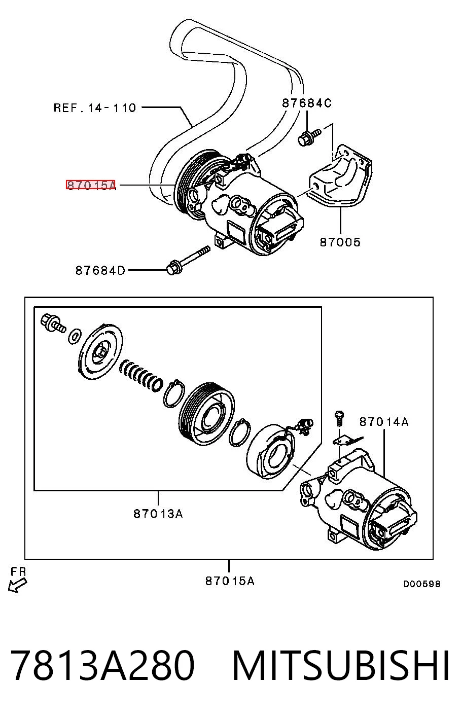7813A280 Mitsubishi Sprężarka klimatyzacji
