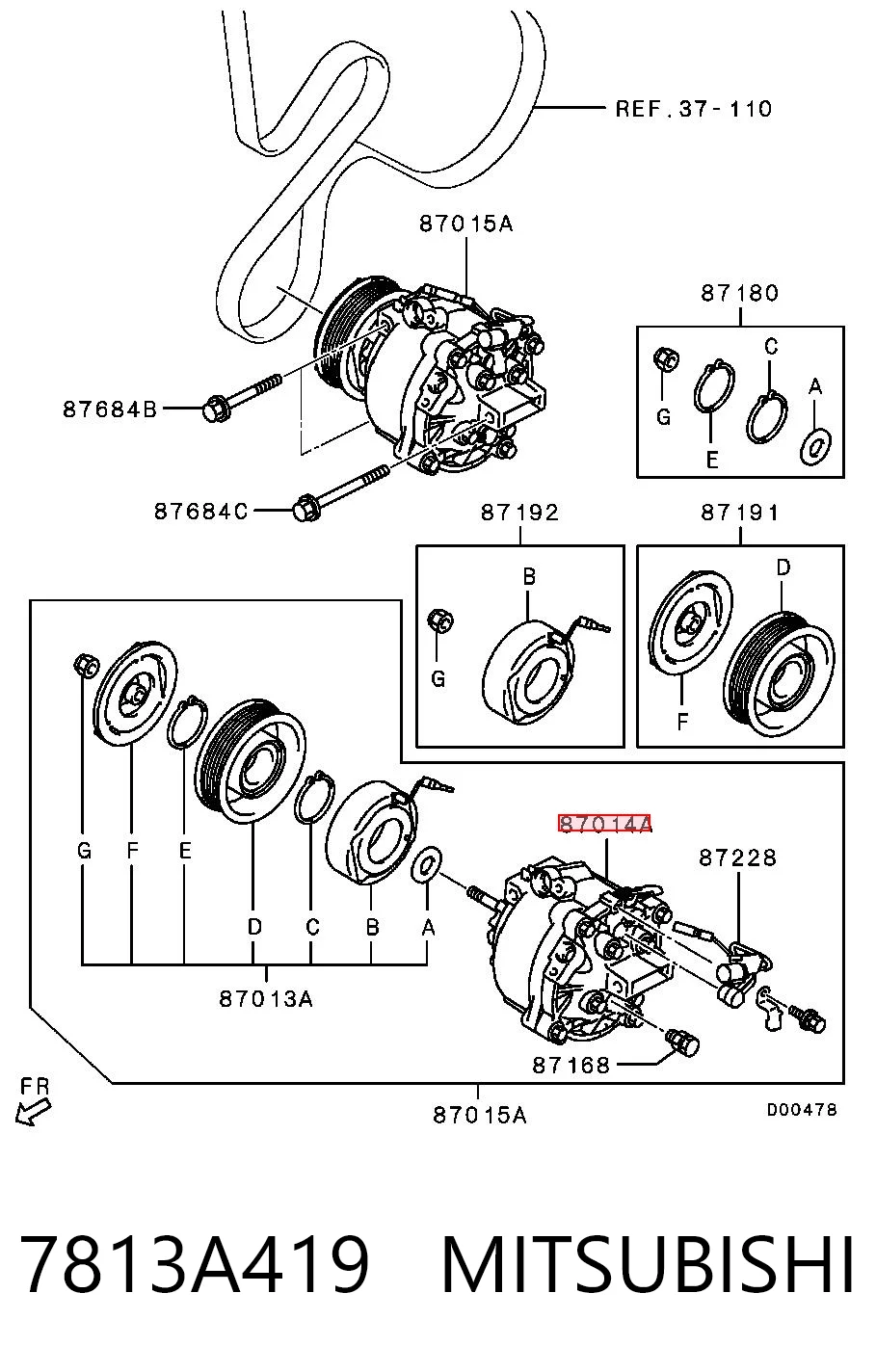 7813A419 Mitsubishi Sprężarka klimatyzacji