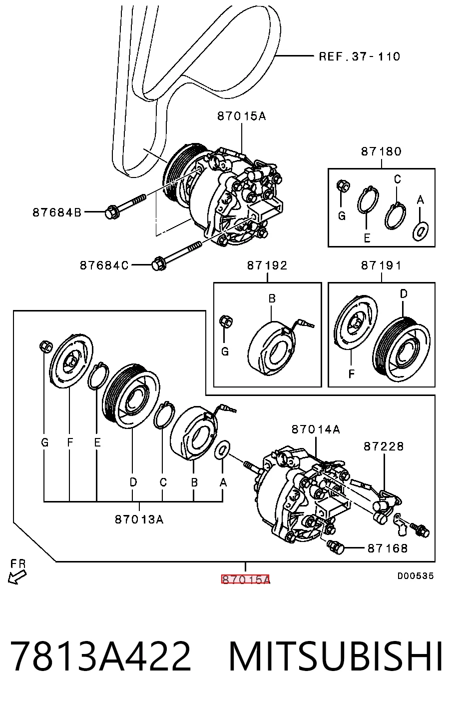 7813A422 Mitsubishi Sprężarka klimatyzacji