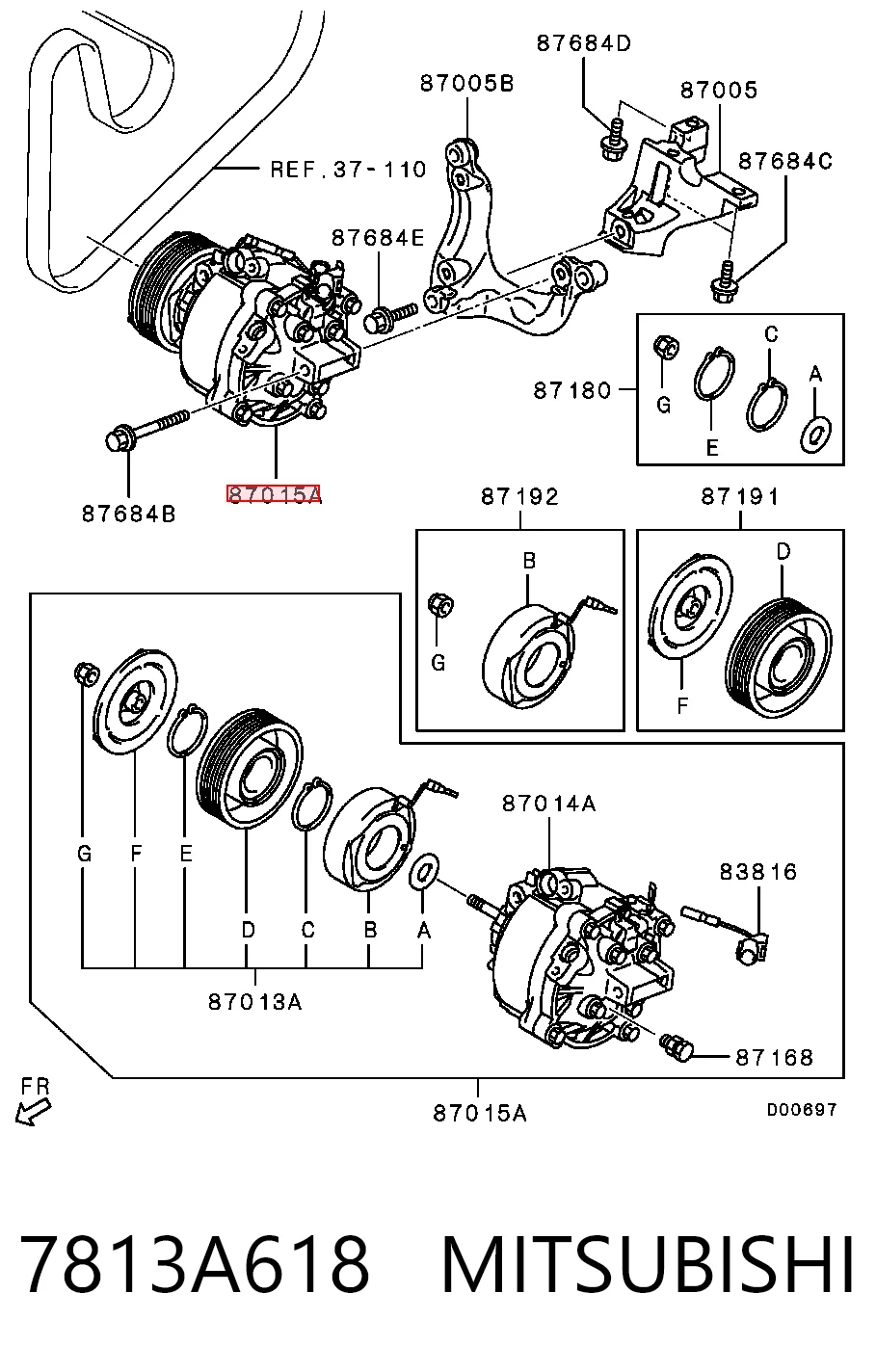 7813A618 Mitsubishi Sprężarka klimatyzacji