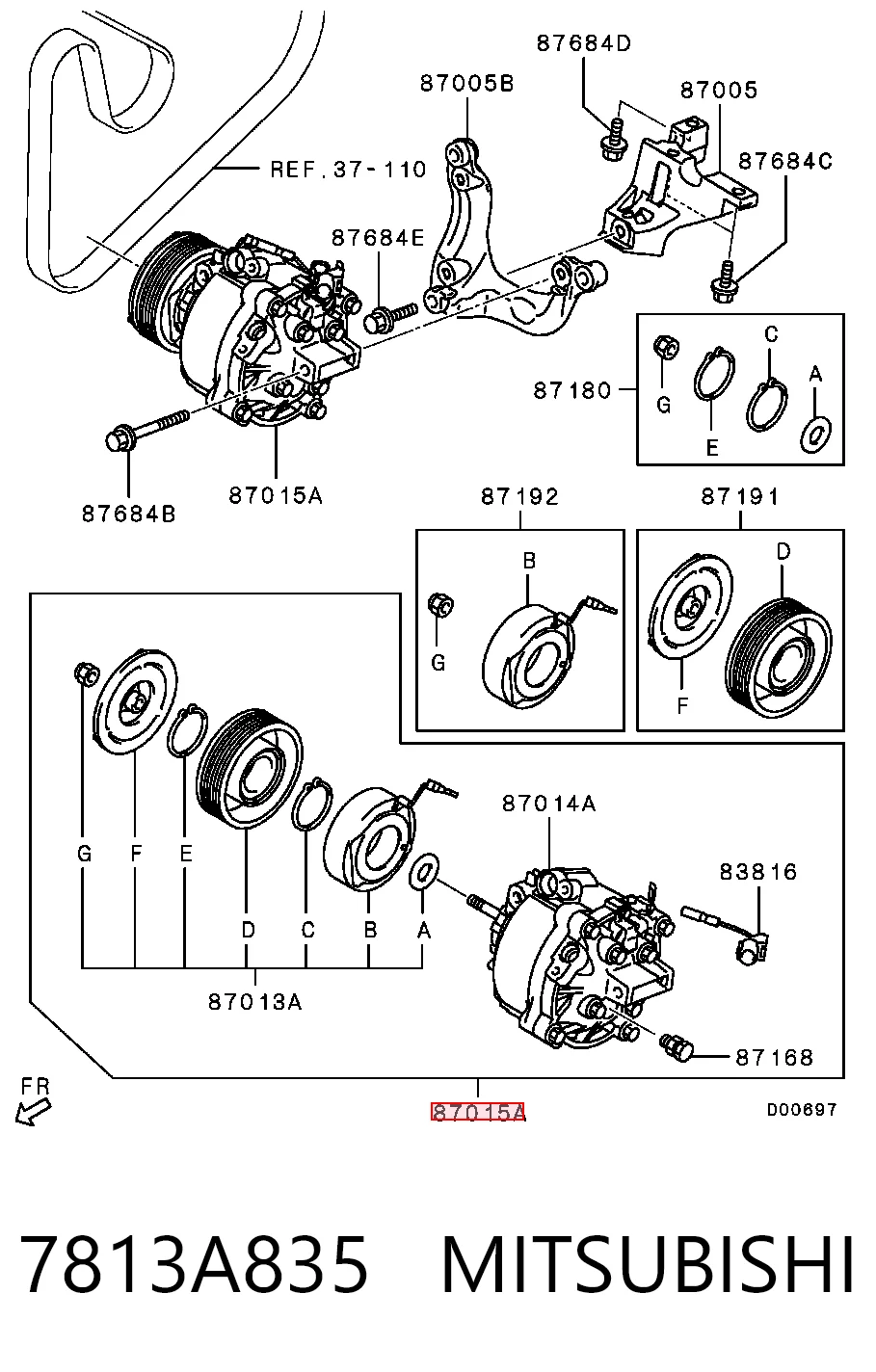 7813A835 Mitsubishi Sprężarka klimatyzacji