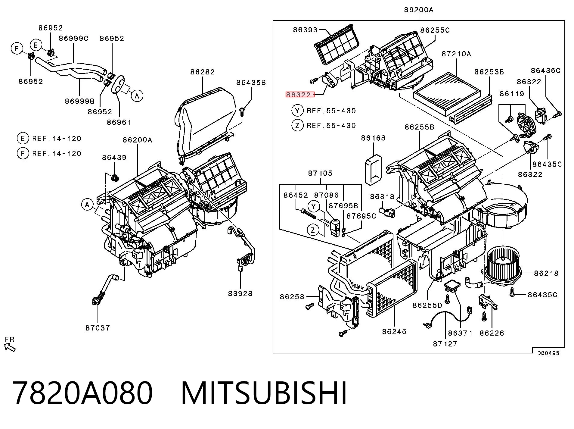 7820A080 Mitsubishi Silniczek klapy nagrzewnicy