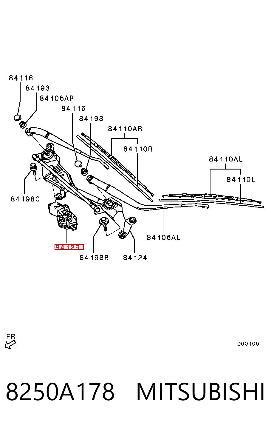 8250A178 Mitsubishi Silniczek wycieraczki szyby przedniej