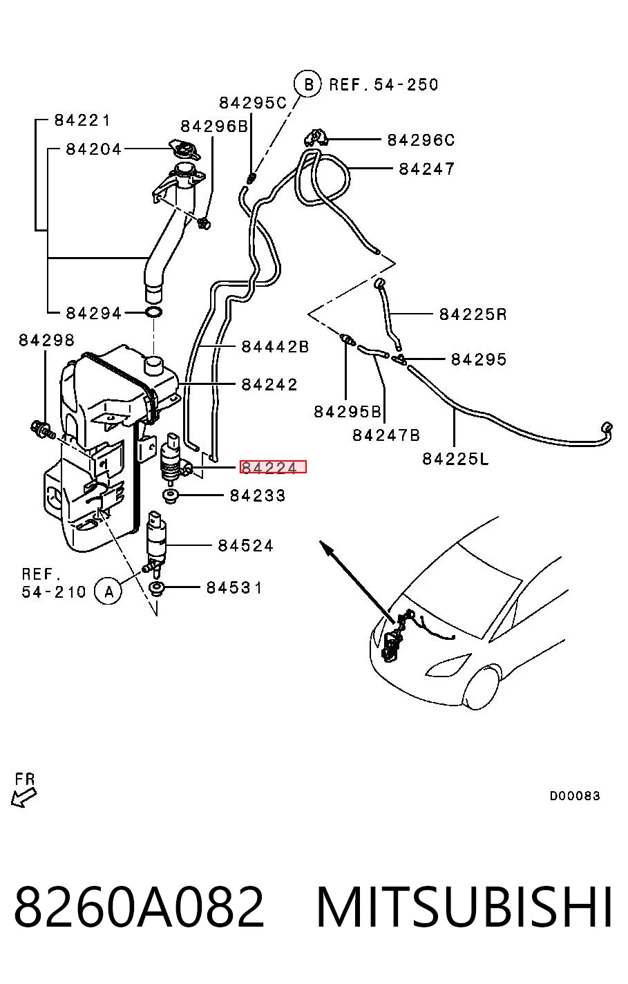 8260A082 Mitsubishi Pompka spryskiwacza szyby przedniej/tylnej