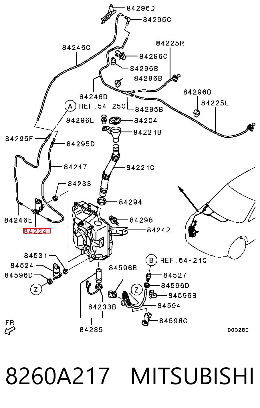 8260A217 Mitsubishi Pompka spryskiwacza szyby przedniej/tylnej