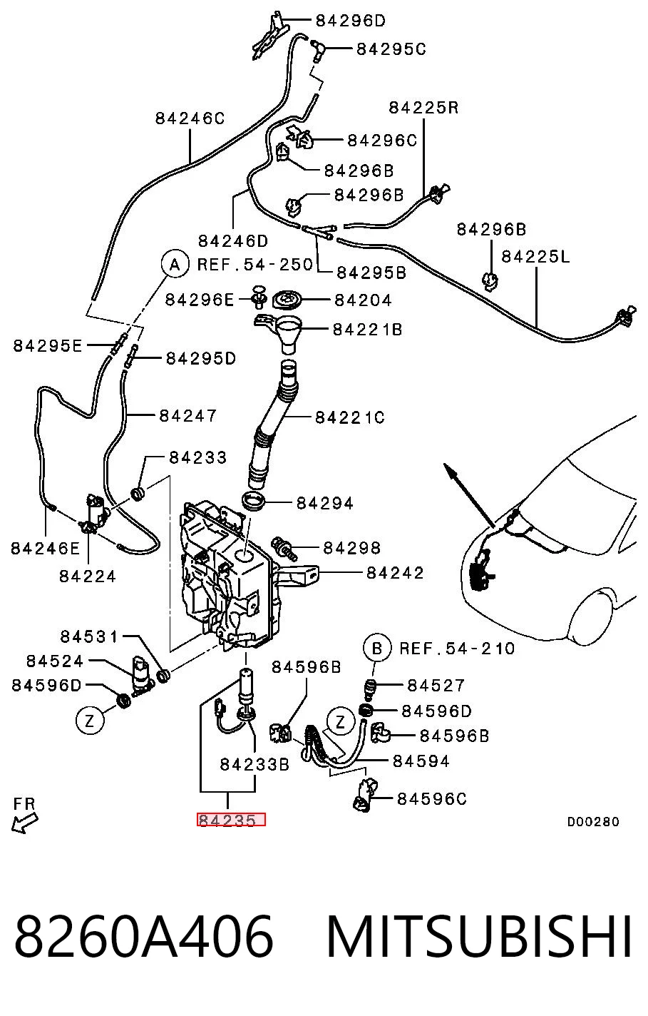 8260A406 Mitsubishi Czujnik poziomu płynu spryskiwacza szyby