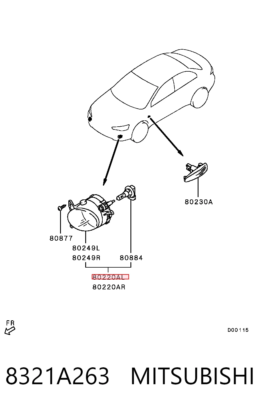 Lampa przeciwmgielna lewa do Mitsubishi Lancer IX CSA