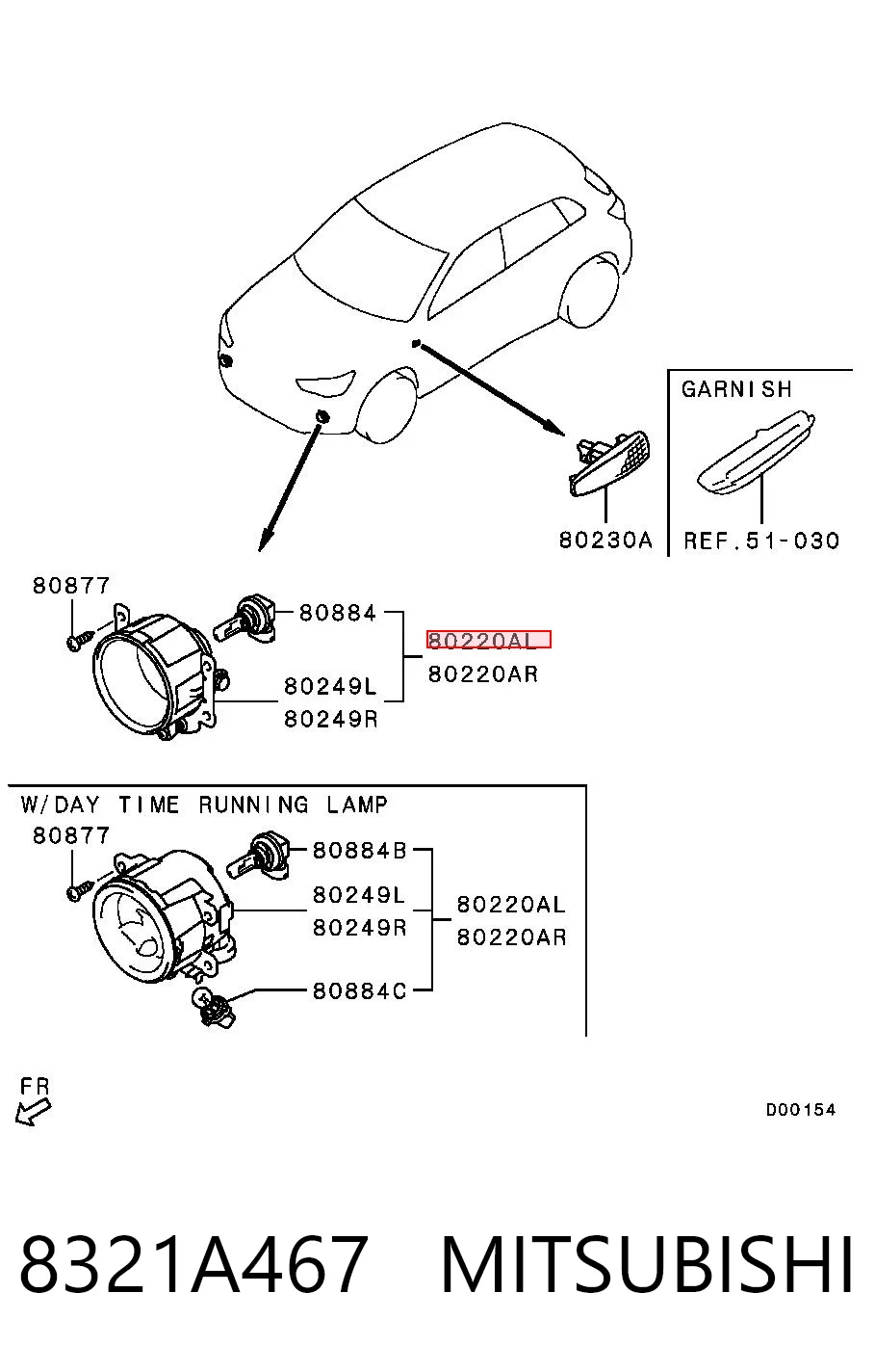 8321A467 Mitsubishi Lampa przeciwmgielna lewa/prawa