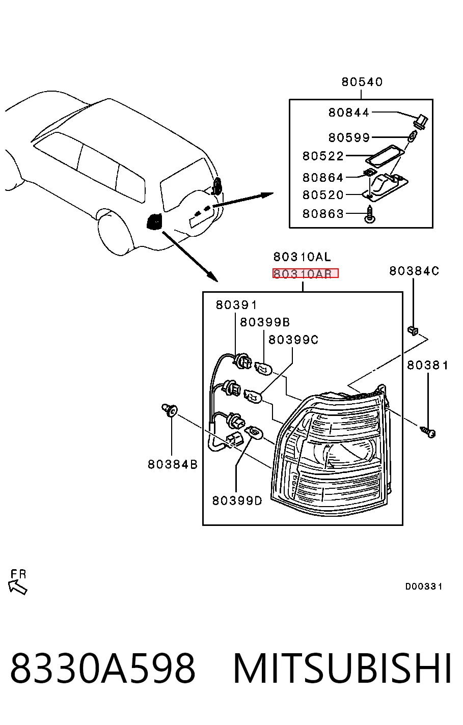 8330A598 Mitsubishi Lampa zespolona tylna prawa