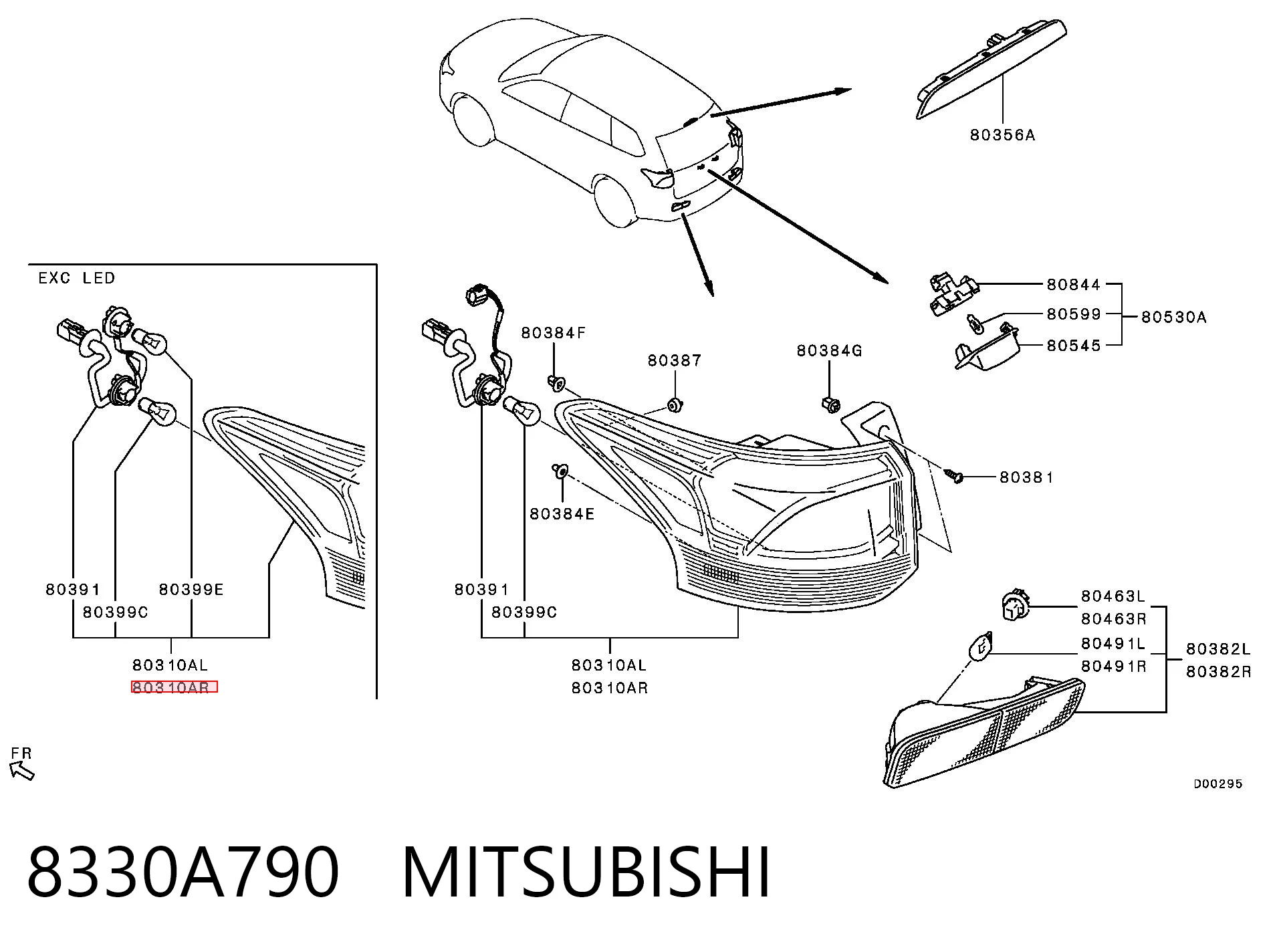 8330A790 Mitsubishi Lampa zespolona tylna prawa