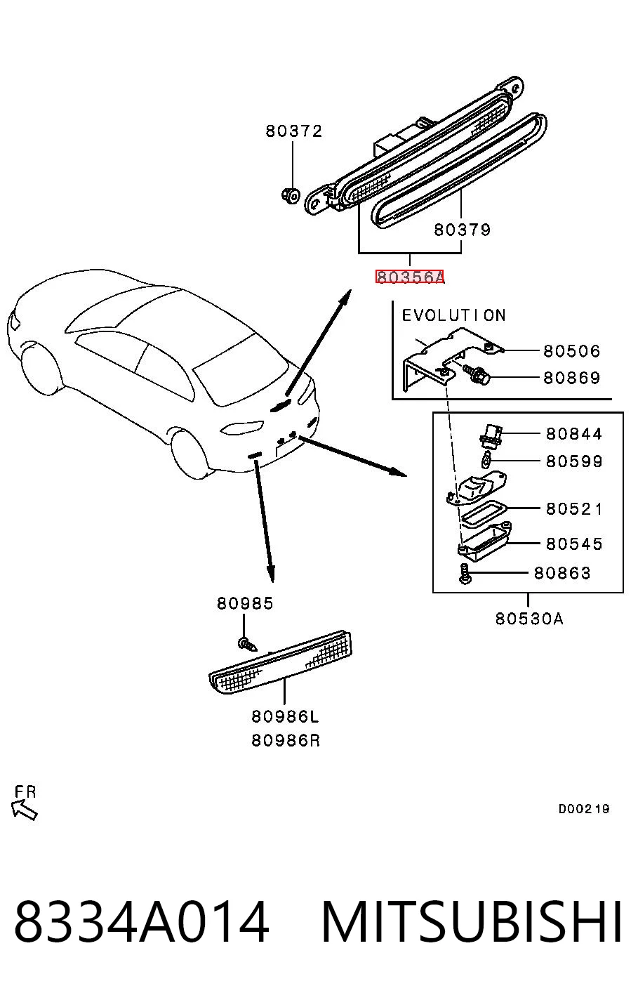 8334A014 Mitsubishi Lampa stop tylna dodatkowa