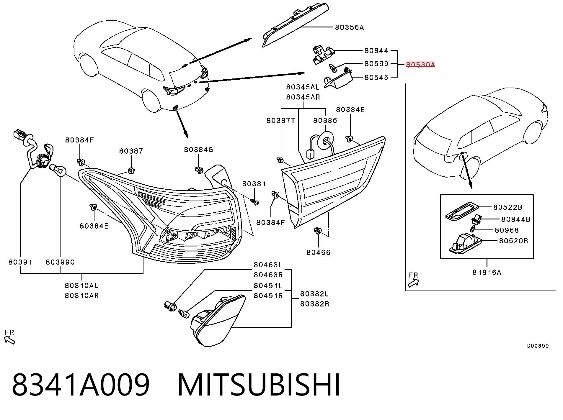 Lampa oświetlenia tylnej tablicy rejestracyjnej do Mitsubishi Outlander II XL CWW