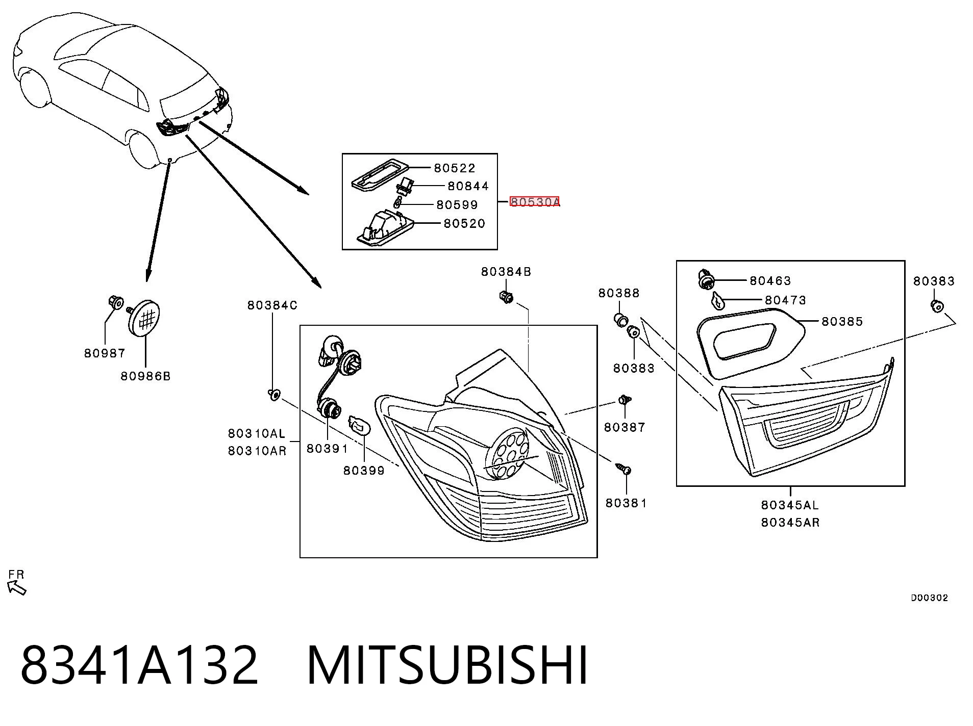 8341A132 Mitsubishi Lampa oświetlenia tylnej tablicy rejestracyjnej