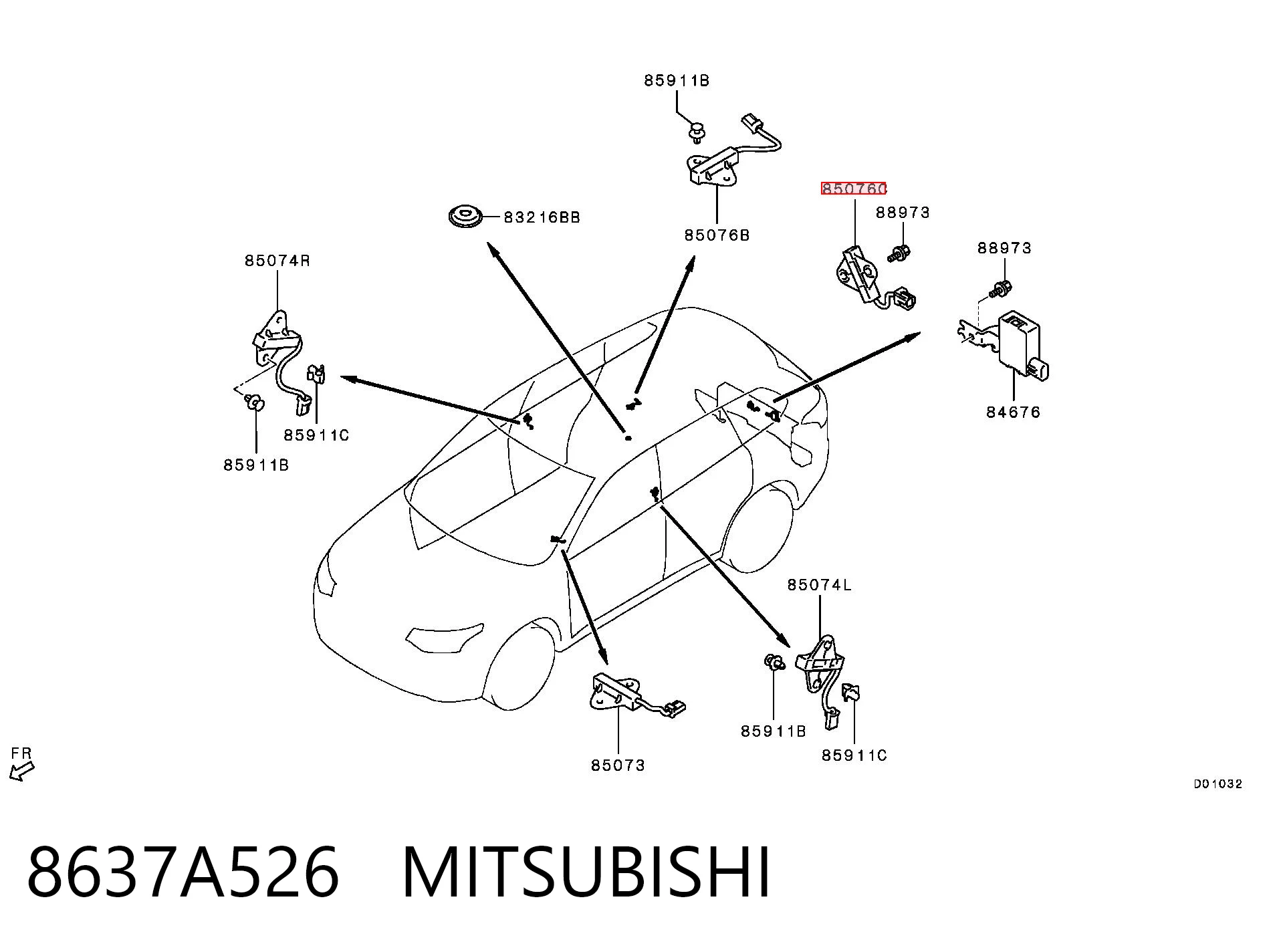 8637A526 Mitsubishi Antena zamka drzwi
