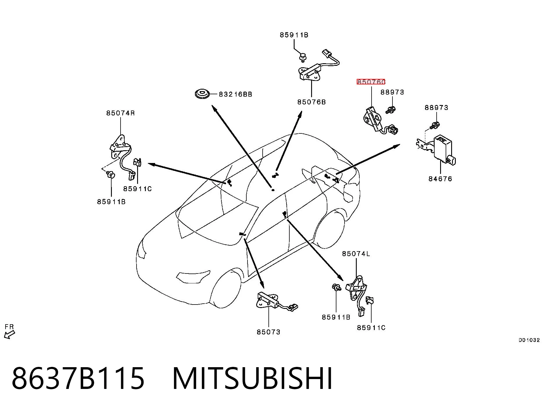 8637B115 Mitsubishi Antena zamka drzwi