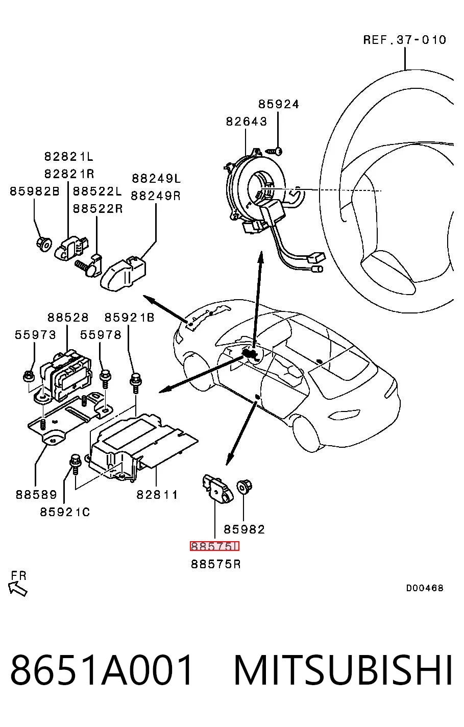 8651A001 Mitsubishi Czujnik AIRBAG przedni