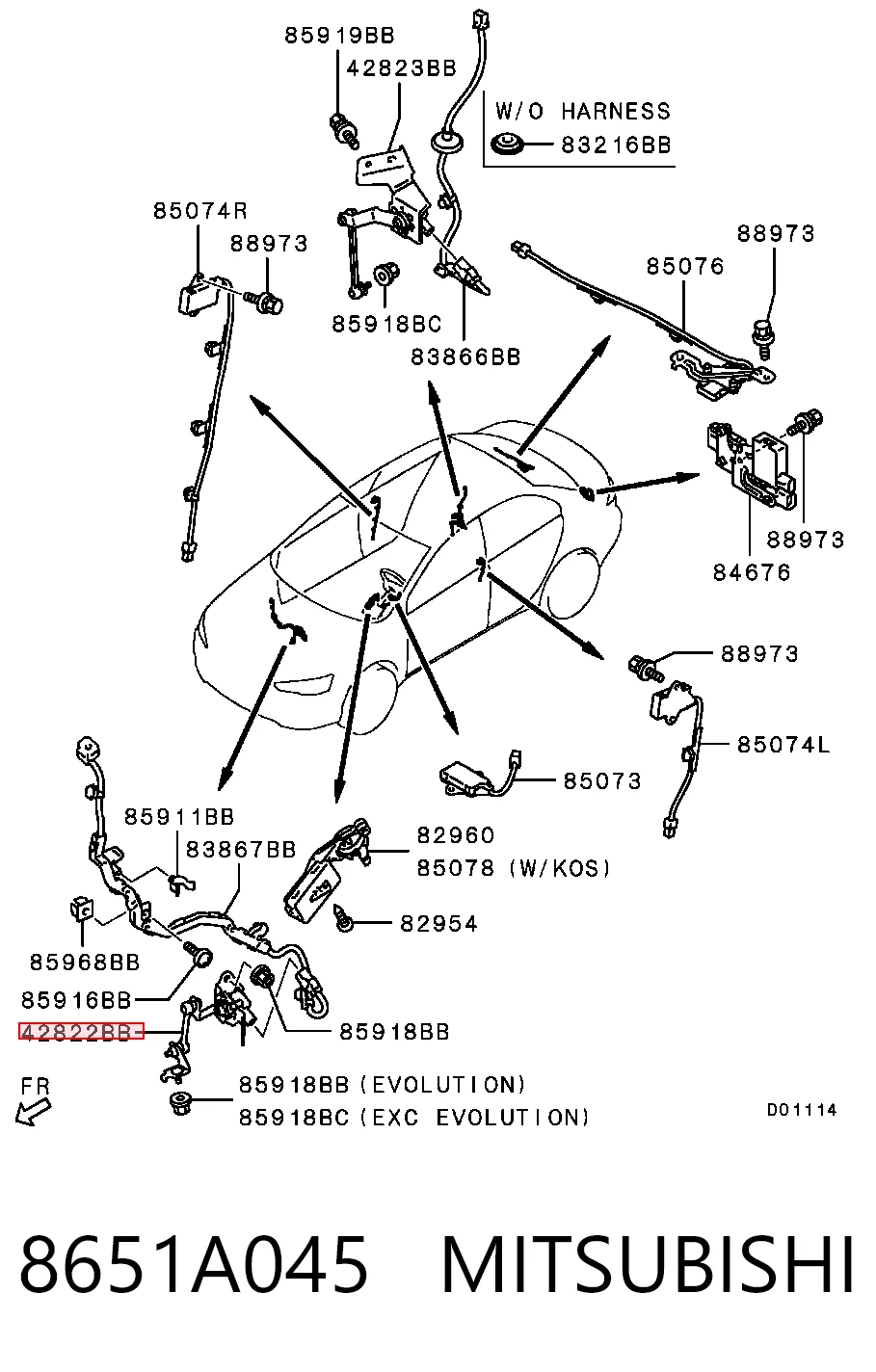8651A045 Mitsubishi Czujnik położenia pojazdu przedni