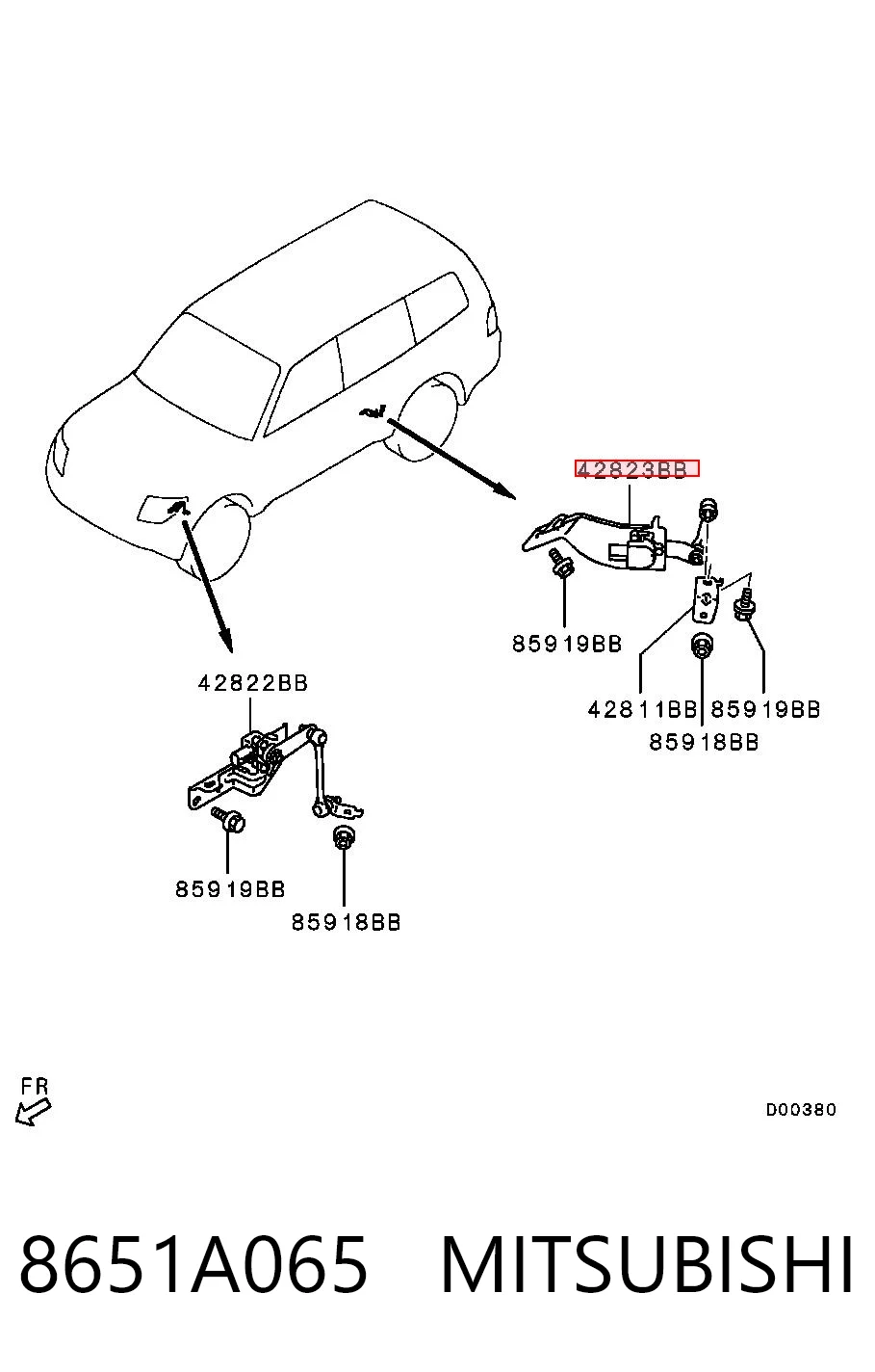 8651A065 Mitsubishi Czujnik poziomowania karoserii tylny
