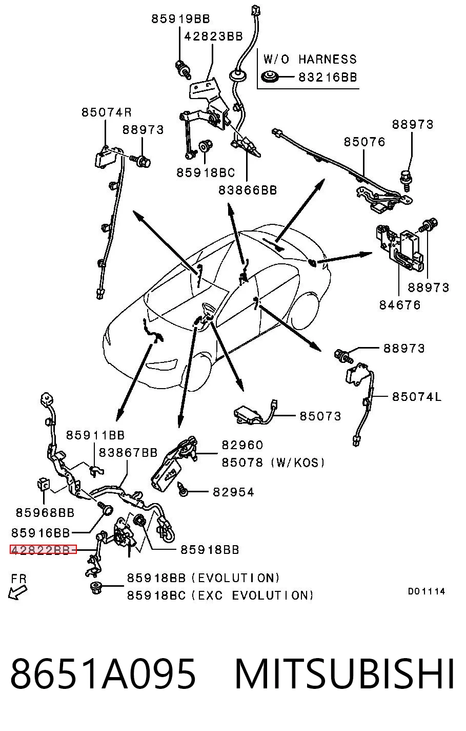 8651A095 Mitsubishi Czujnik położenia pojazdu przedni