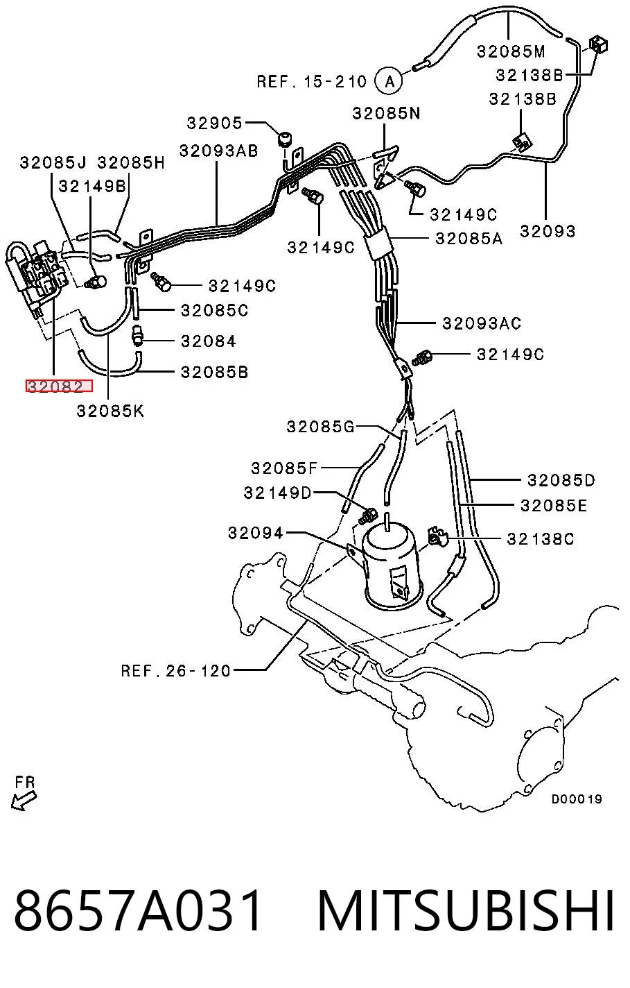8657A031 Mitsubishi Zawór próżniowy załączania przedniego napędu