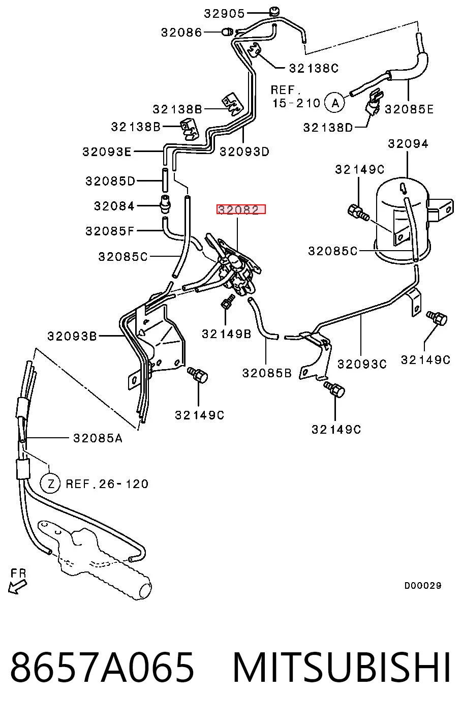 8657A065 Mitsubishi Zawór próżniowy załączania przedniego napędu
