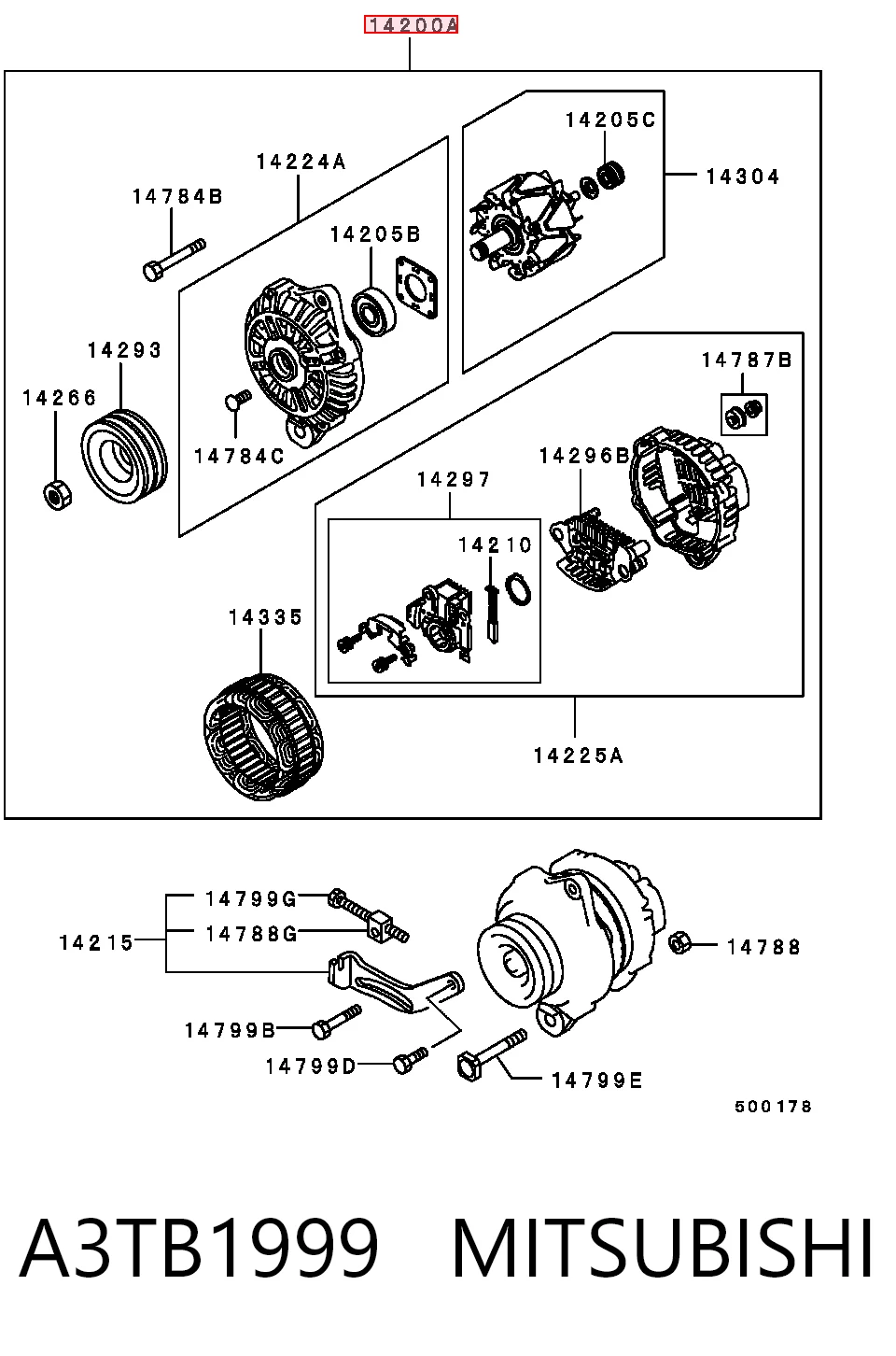 A3TB1999 Mitsubishi Alternator