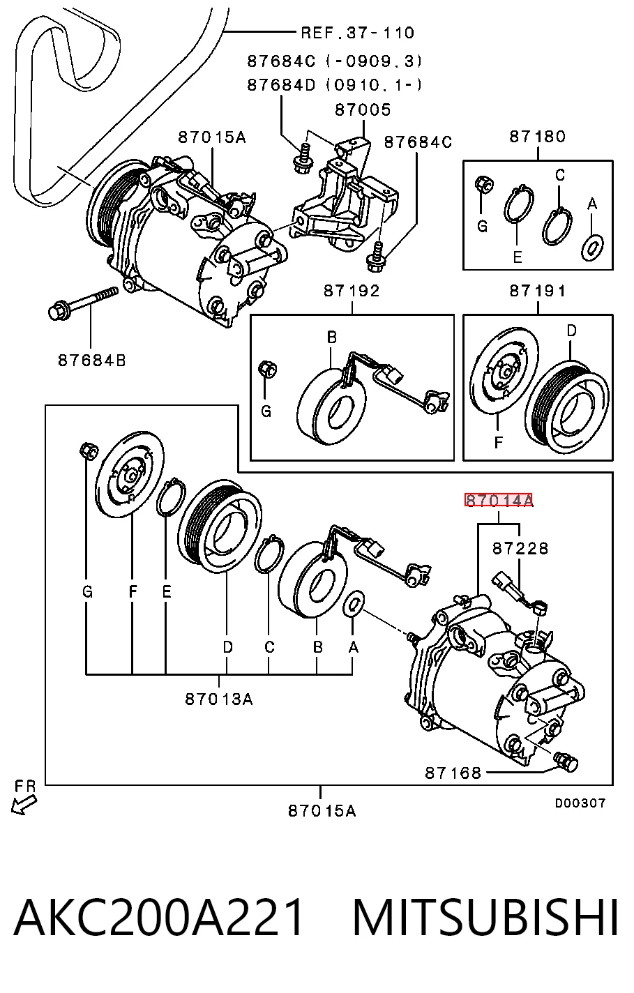 AKC200A221 Mitsubishi Sprężarka klimatyzacji