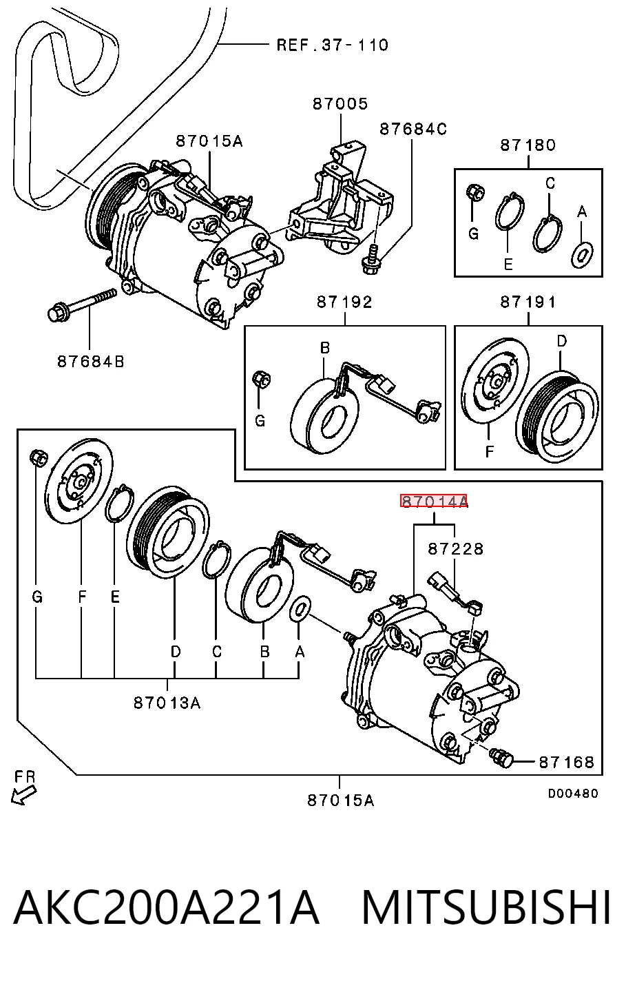 AKC200A221A Mitsubishi Sprężarka klimatyzacji