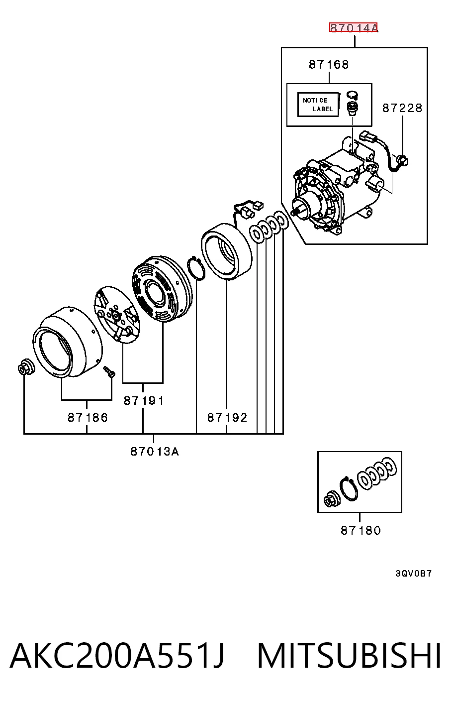 AKC200A551J Mitsubishi Sprężarka klimatyzacji